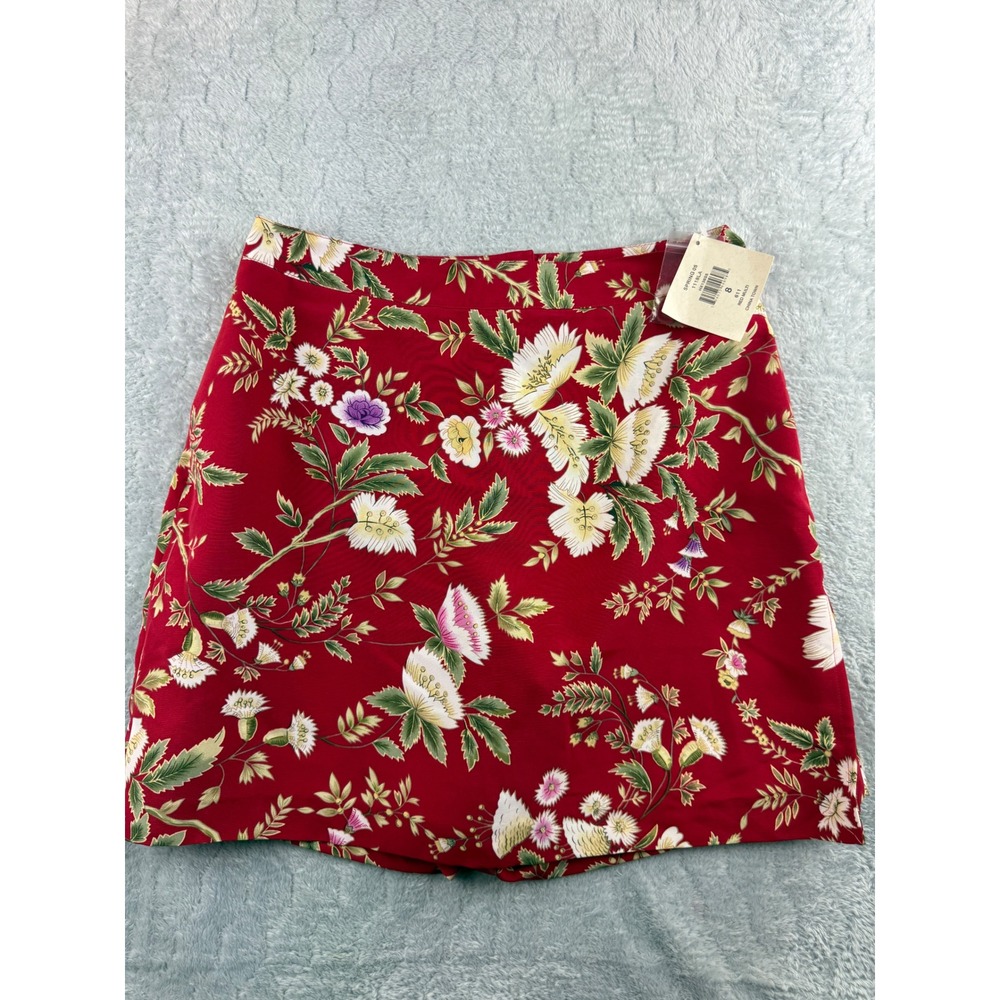 EP Pro Floral Skirt Red White Green Print Size 8 Chinese Flower New with Tags